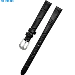 Bracelet Noir 6 mm Cuir véritable montre Ardillon
