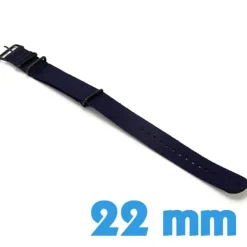 Bracelet Nylon Bleu marine de montre 22mm