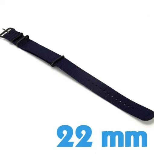 Bracelet Nylon Bleu marine de montre 22mm