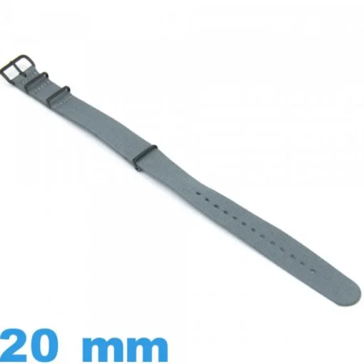 Bracelet Nylon 20mm N.A.T.O Gris montre