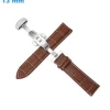 Bracelet Papillon Brun 13 mm Cuir véritable de montre