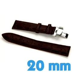 Bracelet papillon 20mm Brun montre Cuir croco