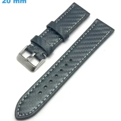 Bracelet pour montre 20 mm Cuir véritable Gris Ardillon