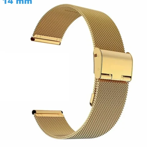 Bracelet pour montre 14 mm Acier inoxydable Doré boucle Coulissant