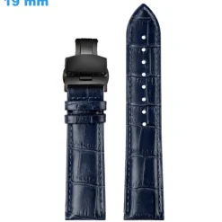 Bracelet pour montre 19 mm Cuir véritable Bleu Papillon