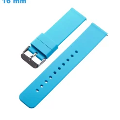 Bracelet pour montre 16 mm Silicone Bleu boucle Ardillon