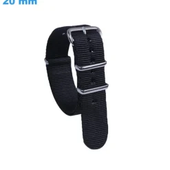 Bracelet pour montre 20 mm Nylon Noir