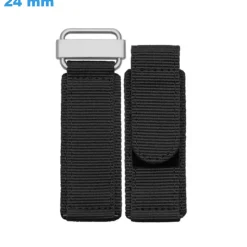 Bracelet pour montre 24 mm Nylon Noir fermoir Velcro