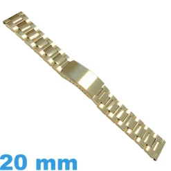 Bracelet pour Montre Acier Doré 20 mm Satin finition Miroir