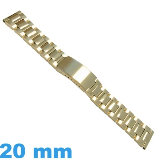 Bracelet pour Montre Acier Doré 20 mm Satin finition Miroir