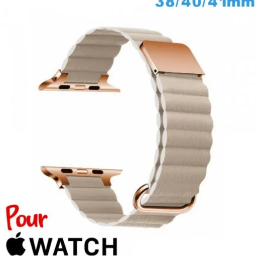 Bracelet pour montre Apple Watch Beige Cuir Micro Fibre 38 mm