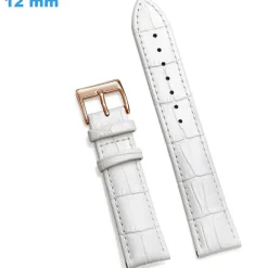 Bracelet pour montre Blanc 12 mm Cuir véritable fermoir Ardillon