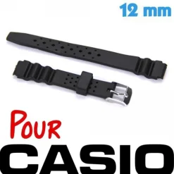 Bracelet pour montre Casio 12 mm souple noir
