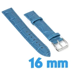 Bracelet pour Montre Cuir Bleu 16 mm style croco
