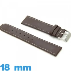 Bracelet pour montre cuir véritable Grain Lisse  18 mm