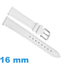 Bracelet pour Montre Cuir Blanc 16 mm Lisse Fermoir Ardillon