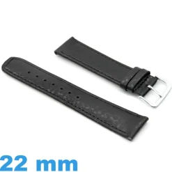 Bracelet pour Montre Cuir Véritable Noir 22 mm