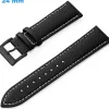 Bracelet pour montre Noir 24 mm Cuir véritable