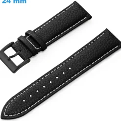 Bracelet pour montre Noir 24 mm Cuir véritable