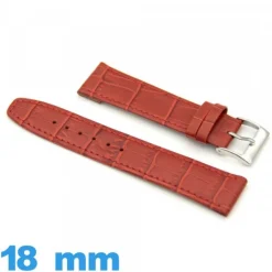 Bracelet pour montre plat Rouge Vrai cuir 18mm