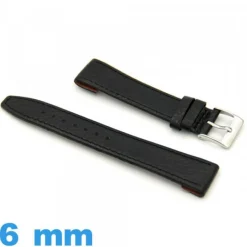 Bracelet pour montre Rembourré Noir Vrai cuir 6 mm