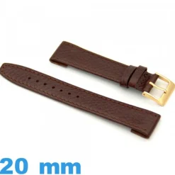 Bracelet pour montre Rembourré 20 mm marron Cuir véritable de veau italien cousu