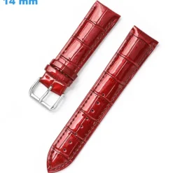 Bracelet Rouge 14 mm Cuir véritable pour montre