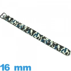 Bracelet Textile Camo militaire 16mm Nato Bleu de montre