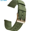 Bracelet Tissu boucle Ardillon de montre Vert 22 mm