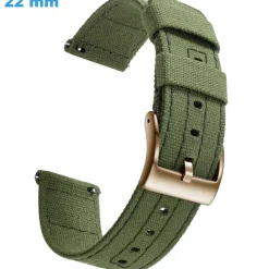Bracelet Tissu boucle Ardillon de montre Vert 22 mm