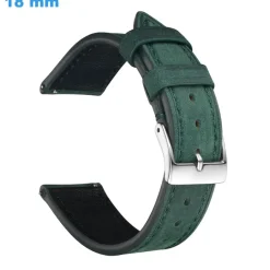 Bracelet Vert 18 mm Cuir véritable pour montre fermoir Ardillon