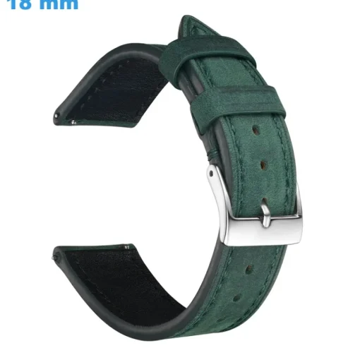 Bracelet Vert 18 mm Cuir véritable pour montre fermoir Ardillon