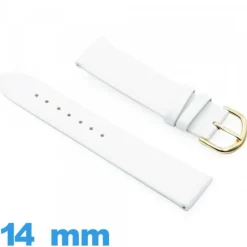 Bracelet Vrai cuir  14 mm Blanc de montre