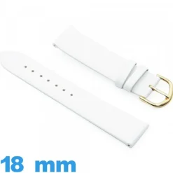 Bracelet Vrai cuir Blanc 18mm  de montre