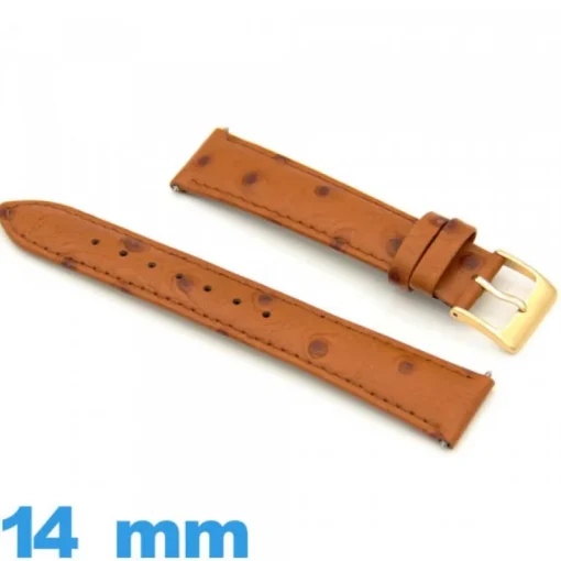Bracelet Vrai cuir 14mm Rembourré pour montre Cuir autruche