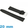 Bracelet Vrai cuir Noir pour montre 20 mm Rembourré