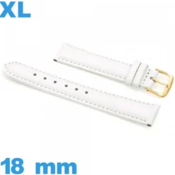 Bracelet XL Cuir véritable de veau lisse  18mm blanc de montre
