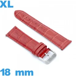 Bracelet XL Cuir véritable de veau de luxe rouge montre 18mm