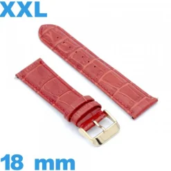 Bracelet XXL Cuir véritable de veau de luxe rouge 18 mm montre