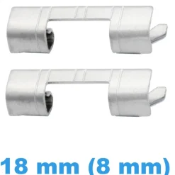 Cache Pompe pour Montre Droit Argenté 18 mm (8 mm) - Lot de 2