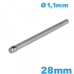 Clavette argentée 28mm fendue pour bracelet pour montre acier inoxydable