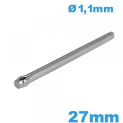Clavette pour bracelet de montre fendue longue de 27 mm argenté