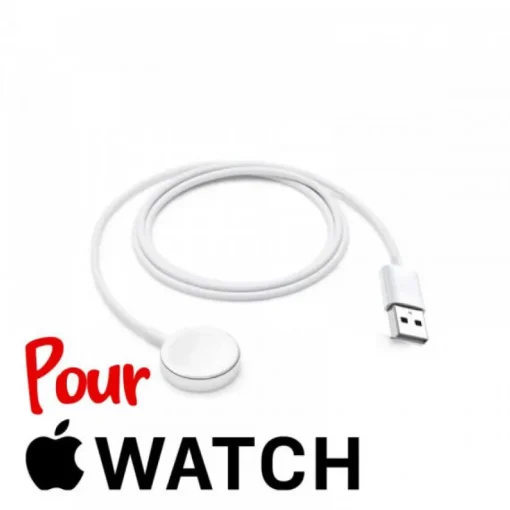 Cordon USB pour smartwatch Apple (Watch 5 Watch 7, Watch 2, Watch 6, Watch 1, Watch 3, ...) de rechange