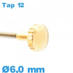 Couronne de montre tube long TAP 12 - Doré / 6,0mm