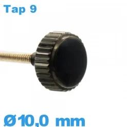 Couronne de montre tube long / 10,0mm - Noir TAP 9 - Résistant à l'eau