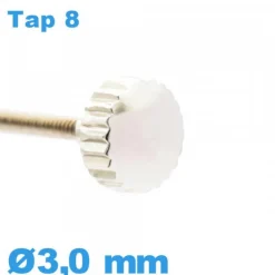 Couronne de Remontoir de Montre tube long TAP 8 - argenté / 3,0 mm