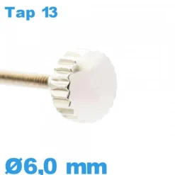 Couronne de Remontoir de Montre - argenté / 6,0 mm TAP 13 tube long