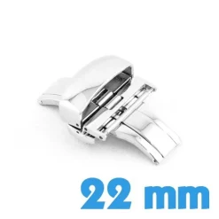 Fermoir double déployant 22 mm pour montre bracelet cuir silicone plastique