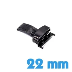 Fermoir déployant noir pour montre 22 mm