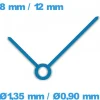 Jeu d'aiguille (Ø1,35 mm / Ø0,90 mm) mouvement de montre - bleu